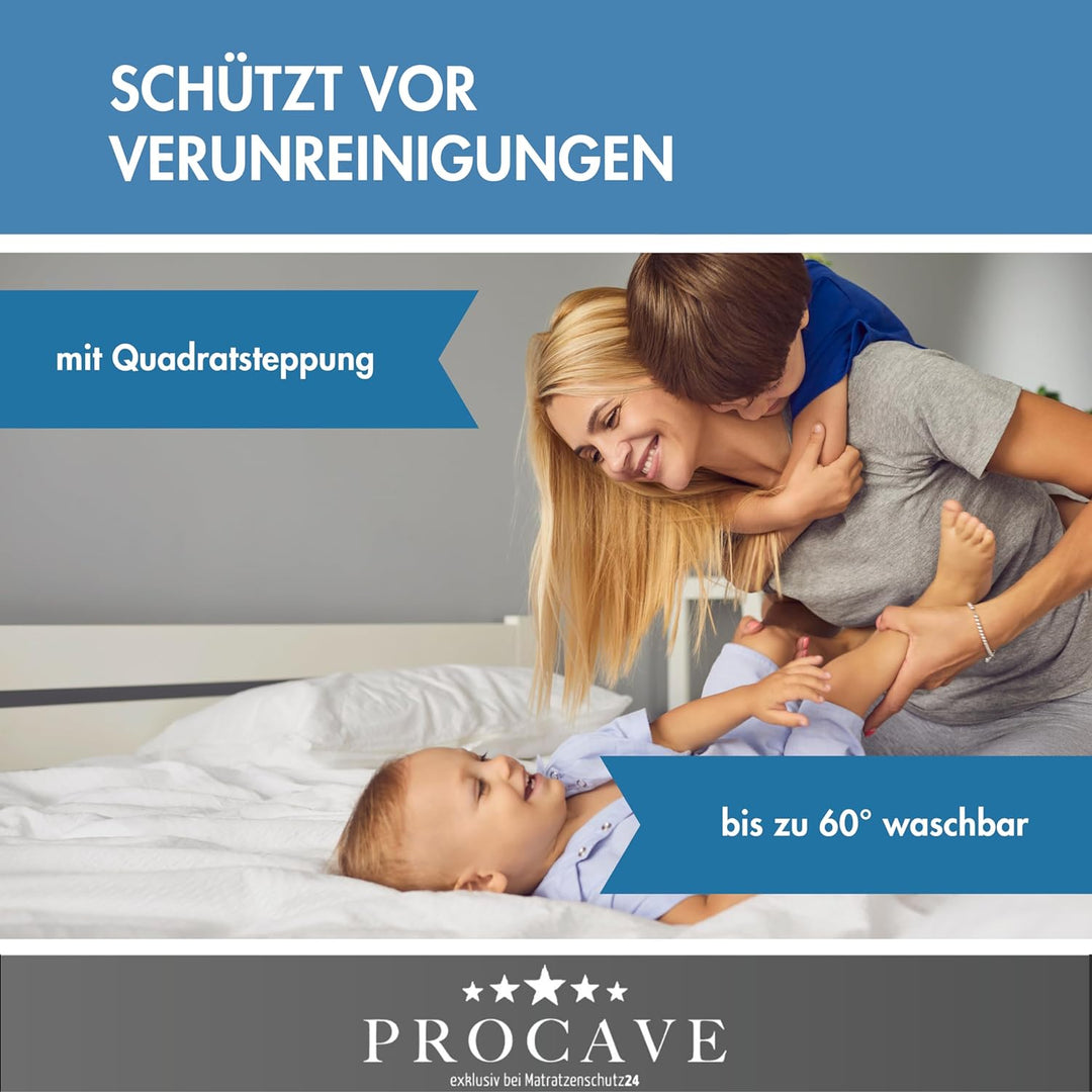 PROCAVE Micro-Comfort Matratzen-Bett-Schoner weiss 120x200 cm mit Spannumrandung | Höhe bis 30cm | A
