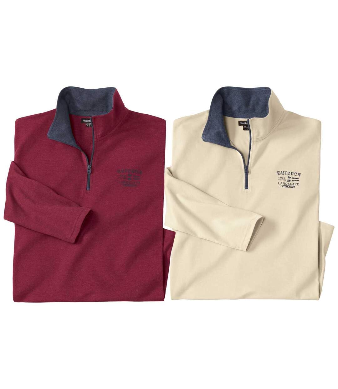 ATLAS FOR MEN - 2er Pack Unterziehpullis Outdoor - Verfügbar in grossen Grössen von M bis 5XL L Wein