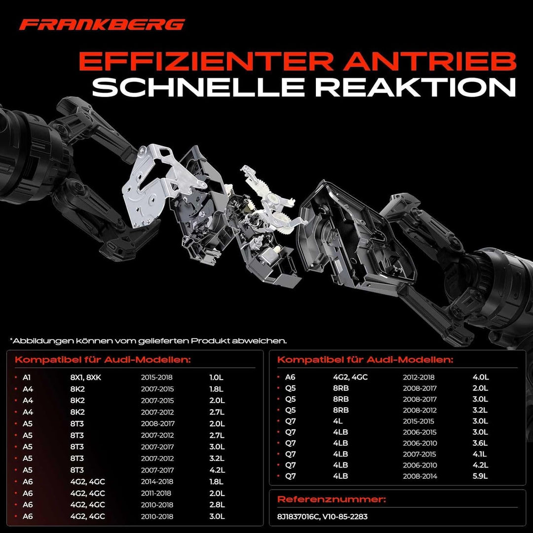 Frankberg 1x Türschloss Stellmotor Vorne Rechts Kompatibel mit A1 8X1 8XK 2010-2018 A4 8K2 8K5 8KH B
