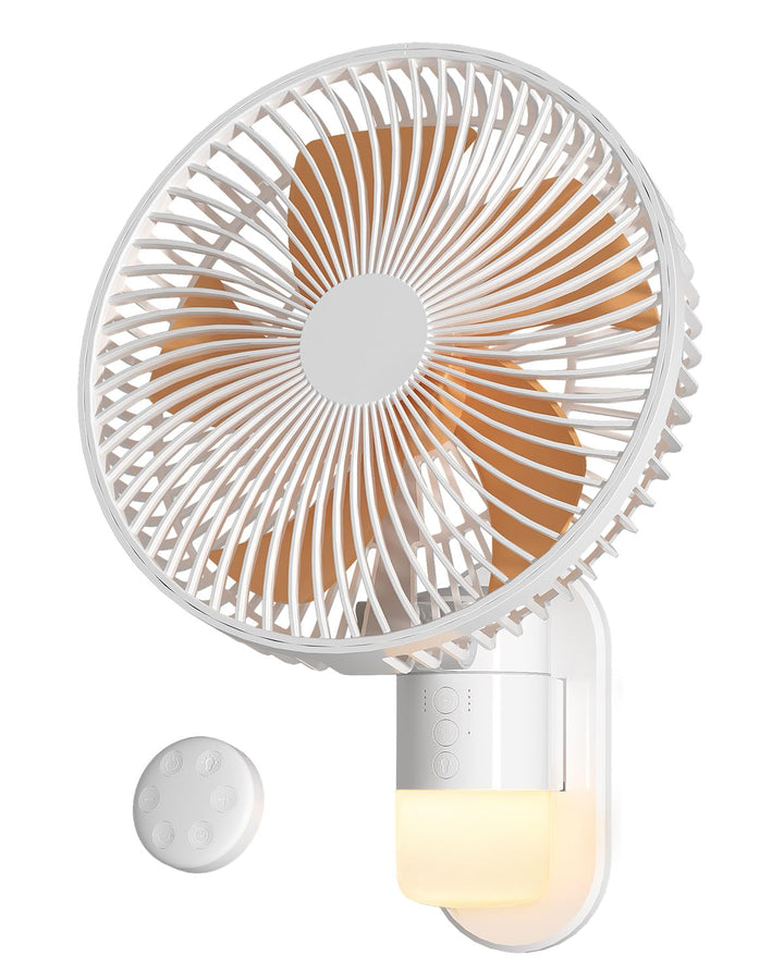 26 cm Wandventilator mit Licht & Fernbedienung für kleine Räume, 30 dB leise, 5,2 m/s Luftstrom, Tim
