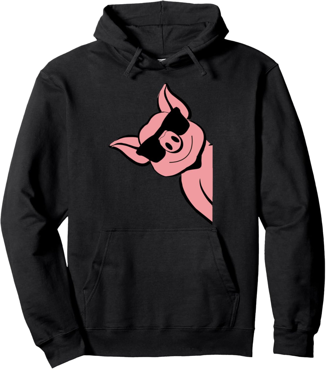 Lustiges rosa Schwein mit Sonnenbrille, Schweinchen Fun Pullover Hoodie
