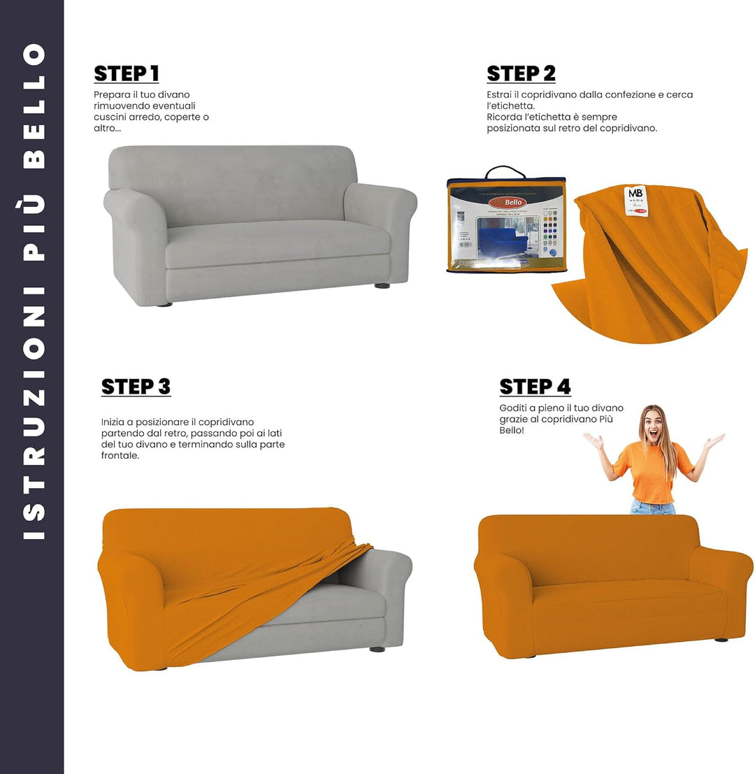 Italian Bed Linen Sofa-Schonbezug “Più Bello”, Orange, 4 PLÄTZE 4 PLÄTZE Orange, 4 PLÄTZE Orange