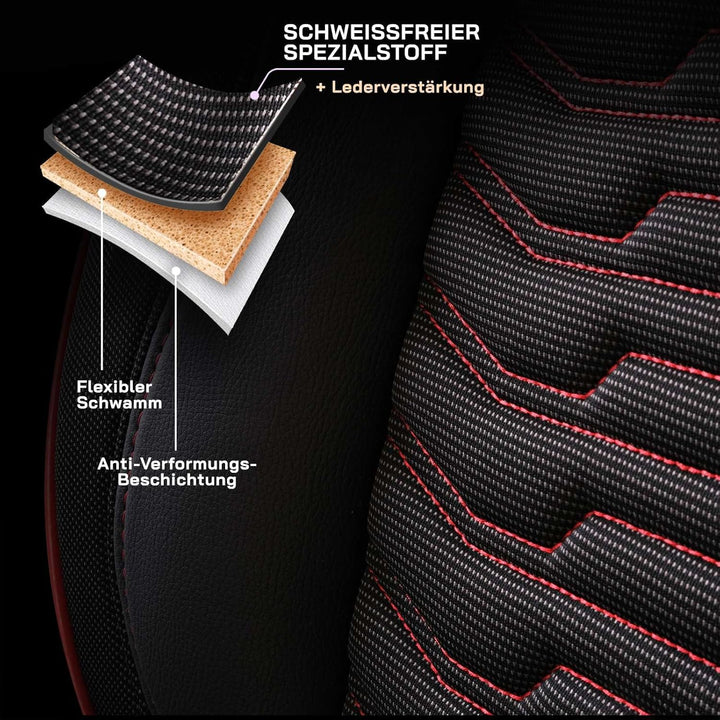 Autositzbezüge Universal für PKW & SUV – Premium Vordersitze Auto Sitzbezug aus Piqué-Stoff, Schwarz