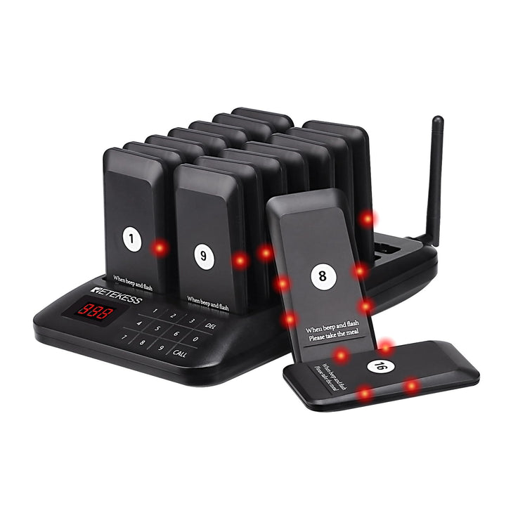 Retekess TD157 Pager System, Pager Rufsystem, Draussen 500M, Touchscreen-Pager, 1-99s Anrufzeit, Ein