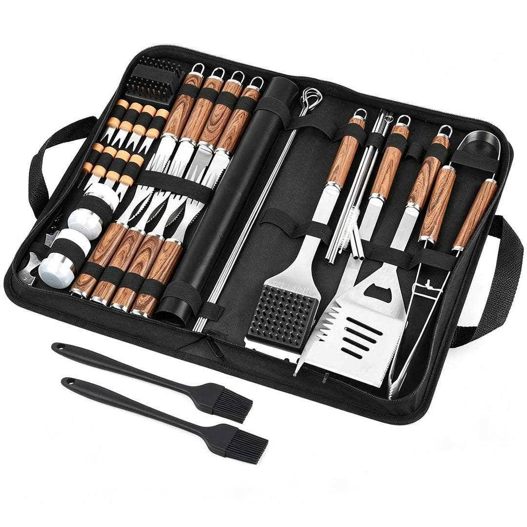 38 Stück Edelstahl Grillbesteck Set, Grillkoffer Grill Set Männer Geschenk, Komplette BBQ Grillbeste