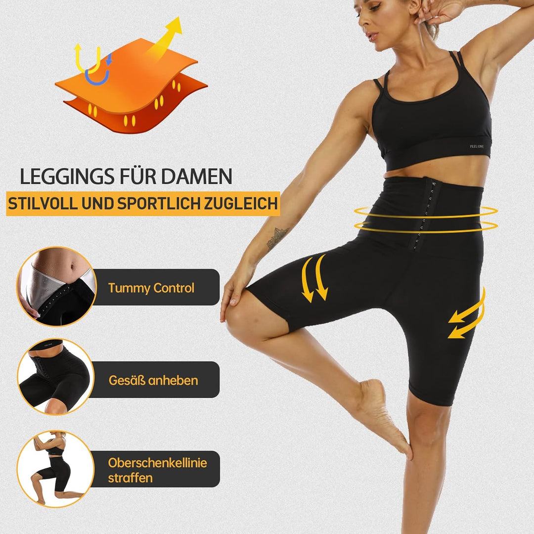Merlvida Shape Leggings Damen High Waist Sauna Jogginghose Abnehmen Sporthose Bauchkontrolle Body Sh