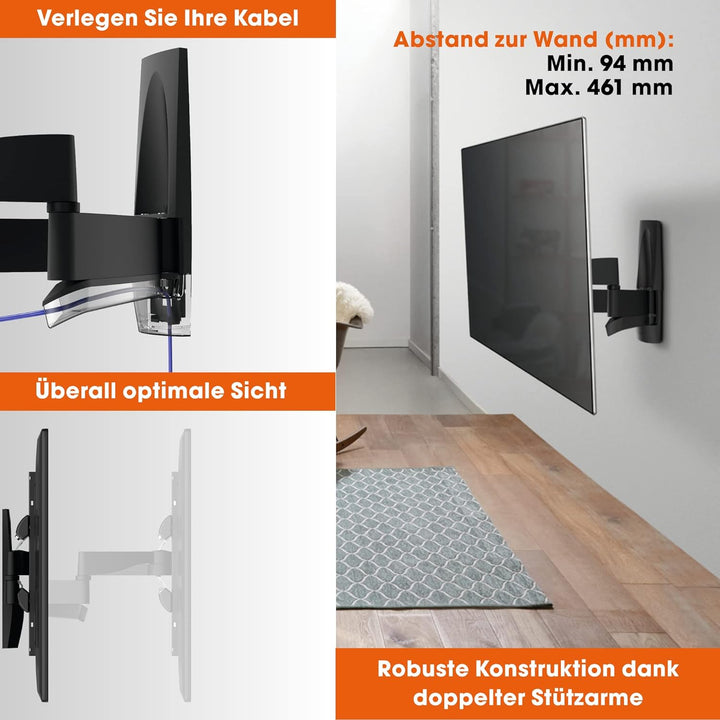 Vogel's WALL 3250 schwenkbare TV Wandhalterung für 32-55 Zoll Fernseher, max. 35 kg, schwenkbar bis