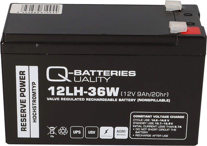 Blei Akku 12V 9Ah 12LH-36W hochstrom Bleigel AGM, kompatibel WP1236W, MP1236H, NPW45-12, HR1234WF2,