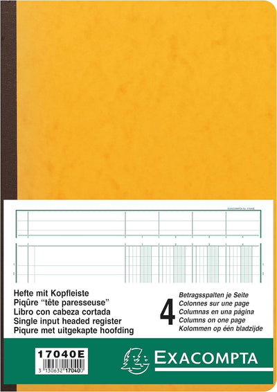 Exacompta 17040E Mehrkolonnenheft (DIN A4, 21 x 29,7 cm, gebunden mit 4 spalten auf 1 Seite und 34 Z