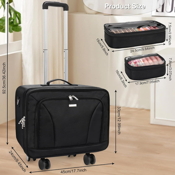 17.7" Extra Grosse Kosmetikkoffer Trolley - Professionelle Schminkkoffer Reise Beauty Case Tragbare