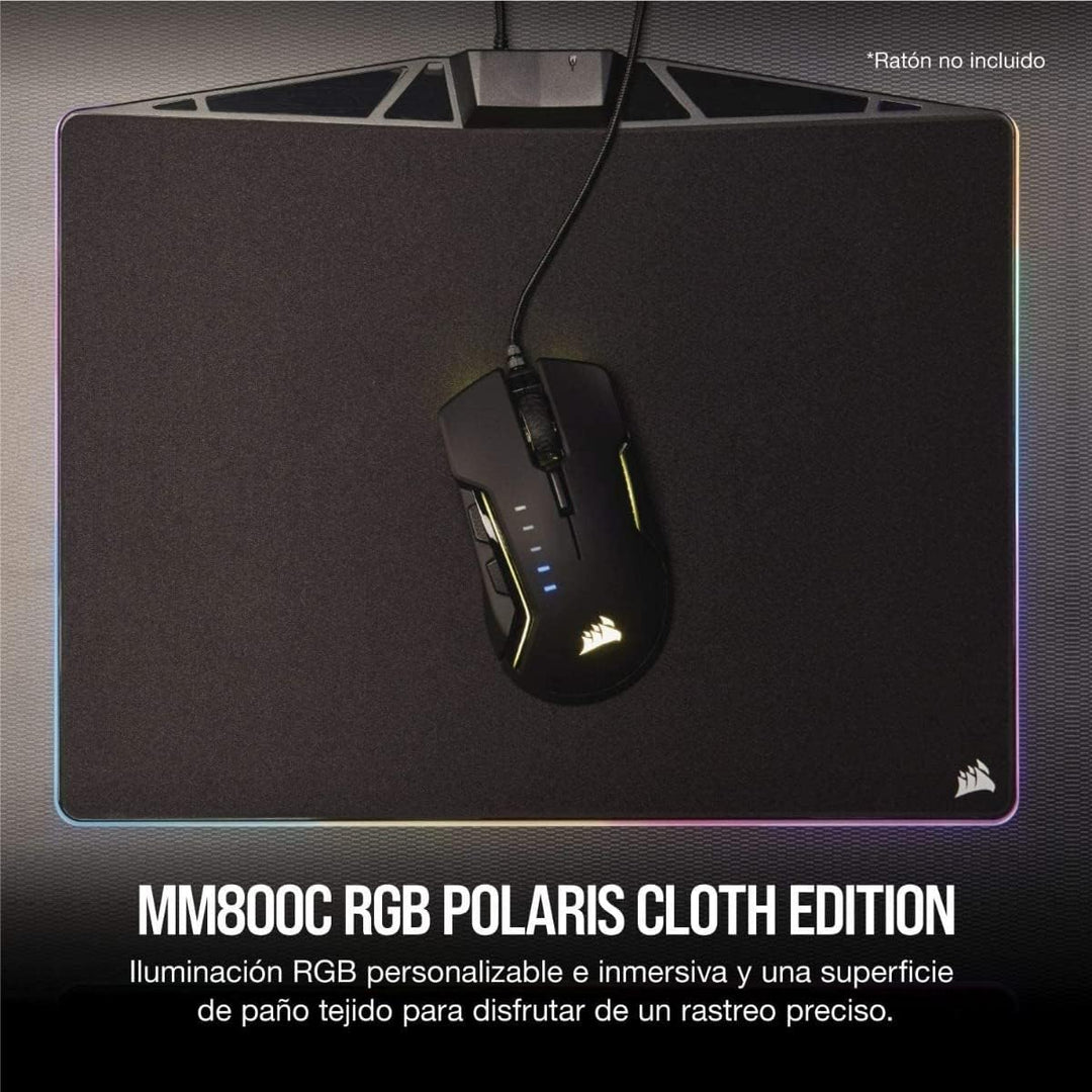 Corsair MM800C Polaris RGB Gaming Mauspad (Medium, RGB 15 Zonen Beleuchtung, Stoffoberfläche) schwar