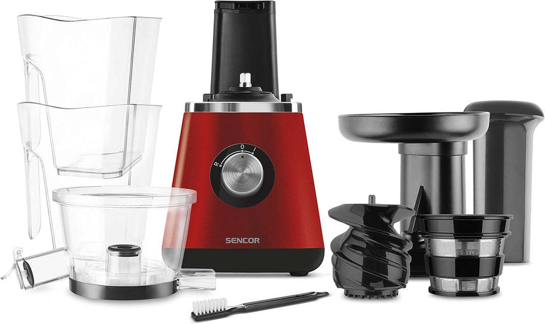 SENCOR SSJ 4042RD Langsam Drehender Entsafter für Frucht/Gemüsesaft (400 Watt, Slow Juicer, Schnecke