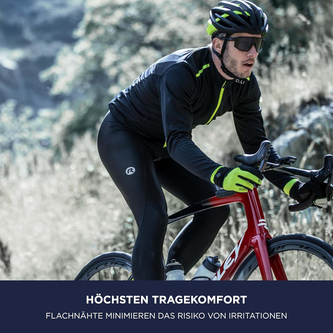 Rogelli Core Radlerhose Herren mit Sitzpolster - Lange Fahrradhose Mit Trager - Atmungsaktiv - Schwa