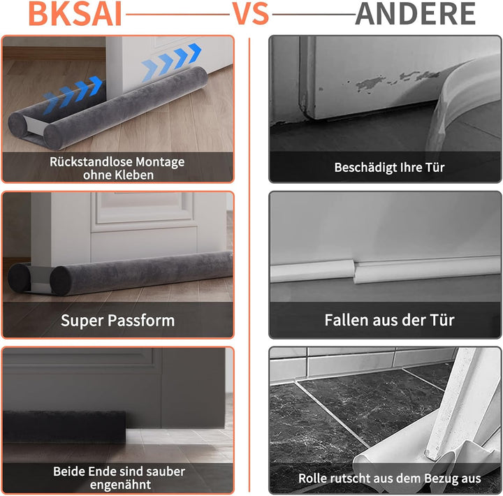BKSAI Türdichtung Zugluftstopper für Türen Ohne Schneiden Falten- Windstopper Tür Schallschutz Türlu