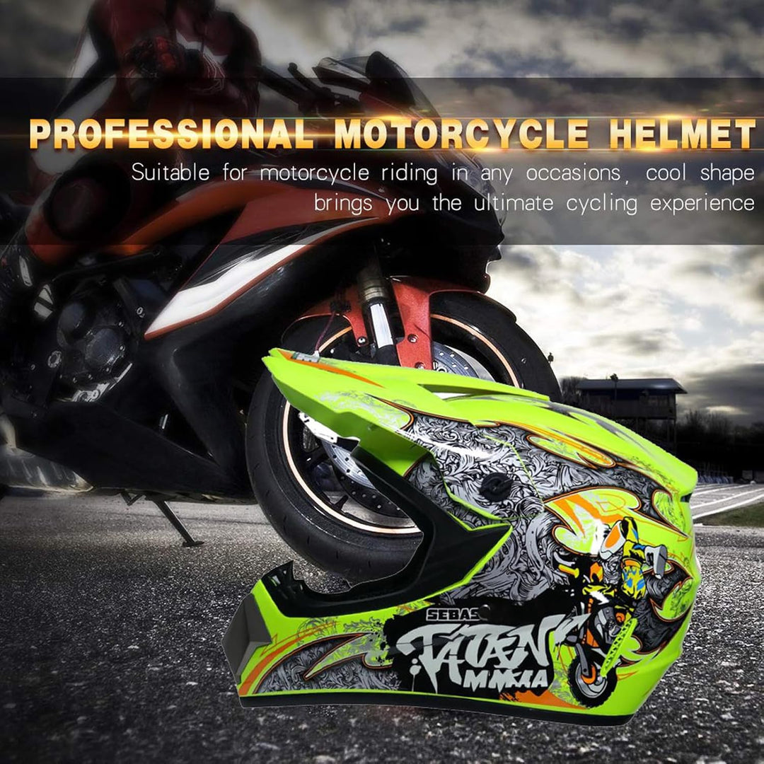 Downhill Motorradhelm Kinder, Helm Set Herren ATV Motorradhelm D.O.T Zertifizierter Helm Mit Brille