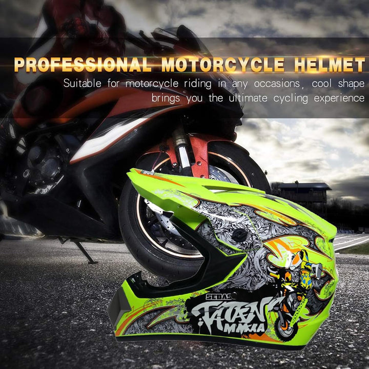 Downhill Motorradhelm Kinder, Helm Set Herren ATV Motorradhelm D.O.T Zertifizierter Helm Mit Brille