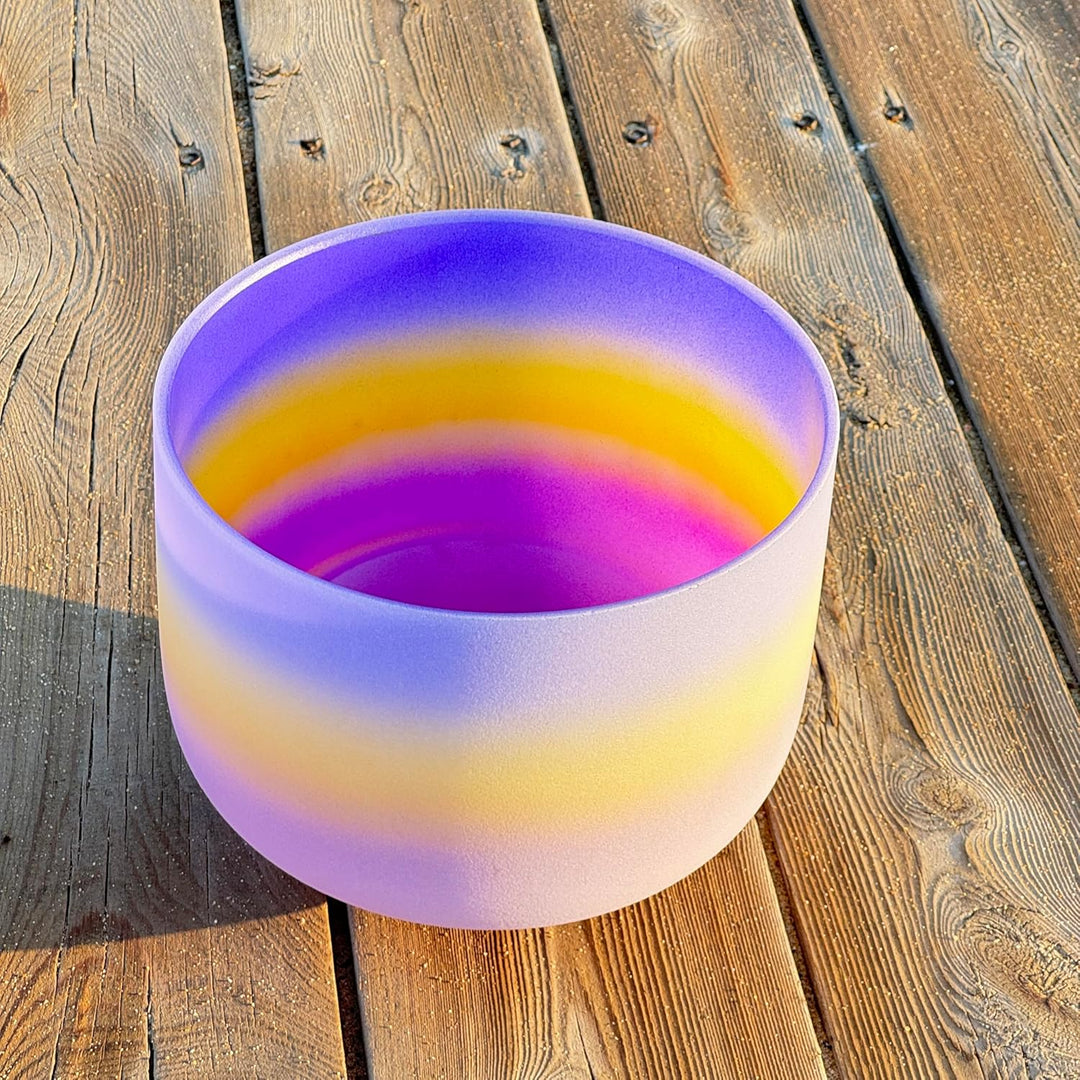Kristall Klangschale 432hz Ein Note Drittes Auge Chakra Rainbow Colored Frosted Quartz Crystal Singi