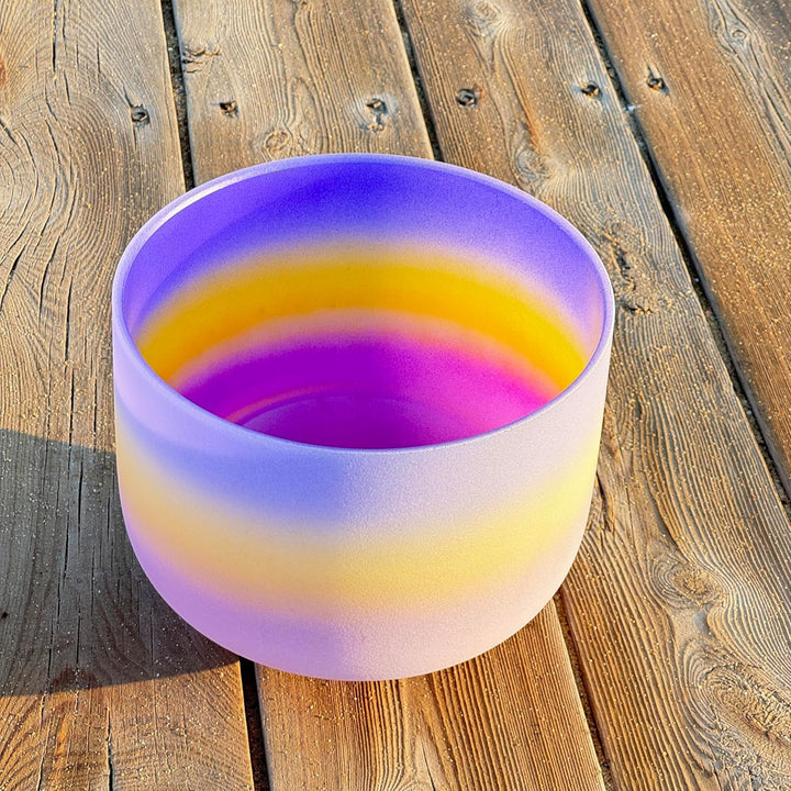 Kristall Klangschale 432hz Ein Note Drittes Auge Chakra Rainbow Colored Frosted Quartz Crystal Singi