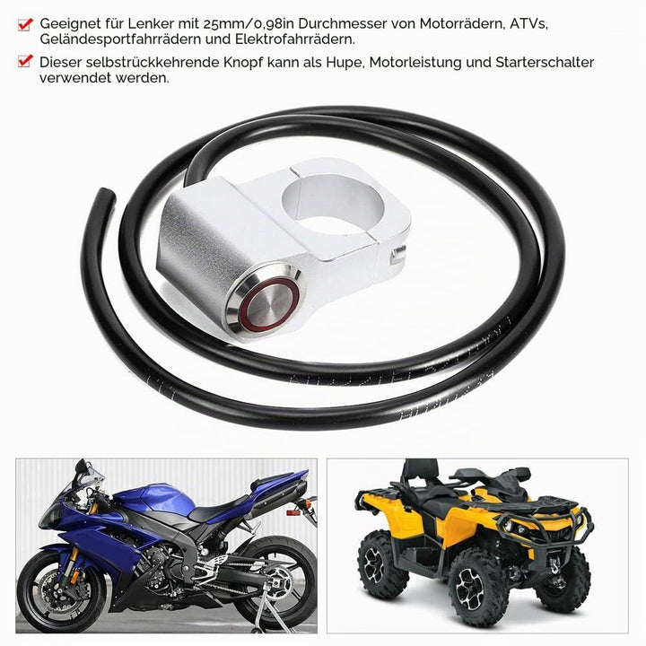 Motorrad, Fahrrad, Silber C4M139 25mm/0.98 Zoll wasserdichter Stahl Scheinwerfer Lenker Scheinwerfer