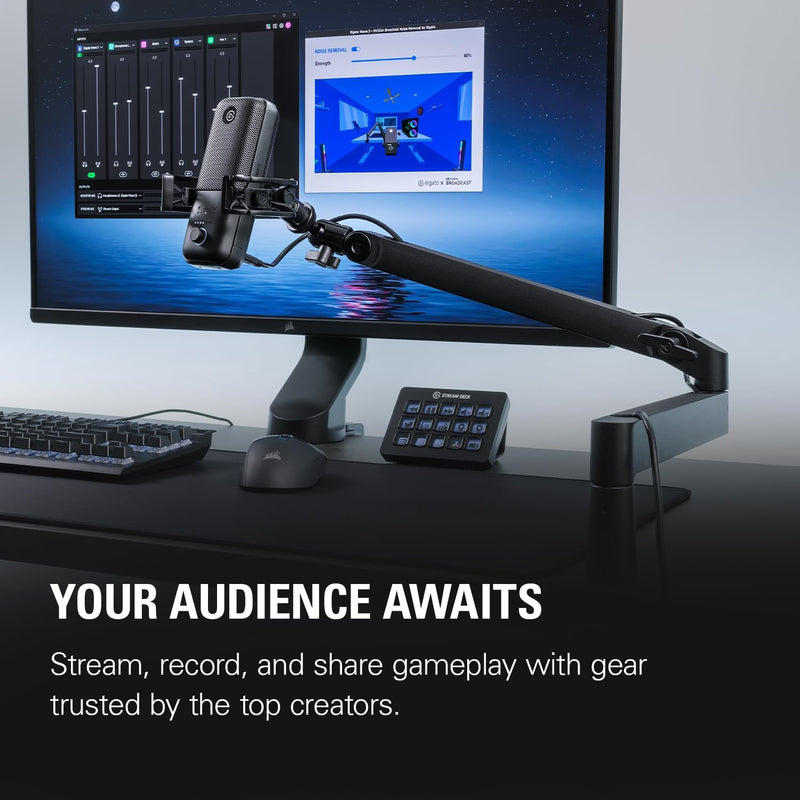 Elgato Wave:3 Mikrofon Mit Mic Arm Low Profile, Voll Einstellbar Mit Kabelkanal, Ideal Für Podcasts,