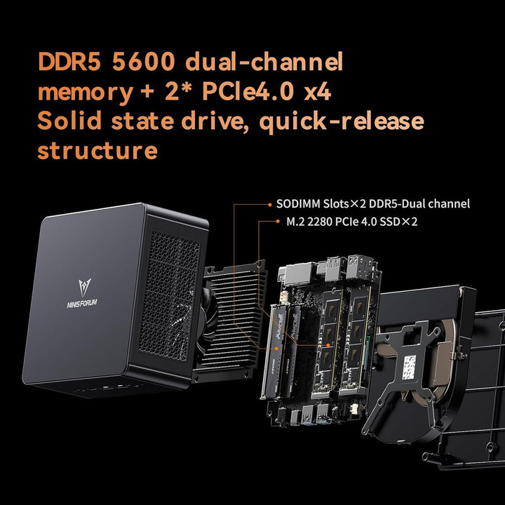 MINIS FORUM Mini PC UM890 Pro, AMD Ryzen 9 8945HS Prozessor, 8C/16T bis zu 5,2 GHz, AMD Radeon 780M,