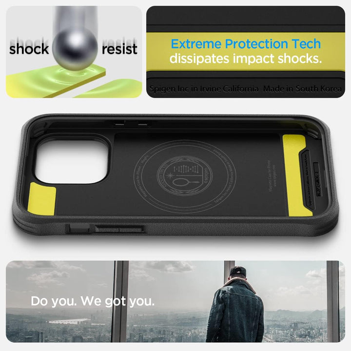 Spigen Geo Armor 360 MagFit Hülle Kompatibel mit iPhone 14 Pro -Schwarz