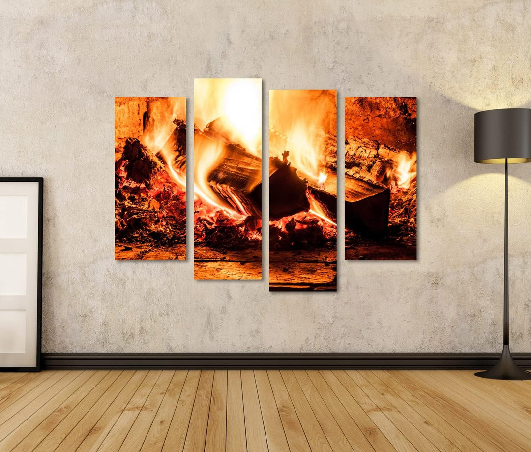 islandburner Bild auf Leinwand Kamin Mit Einem Lodernden Feuer Foto Bilder Wandbilder Poster Leinwan