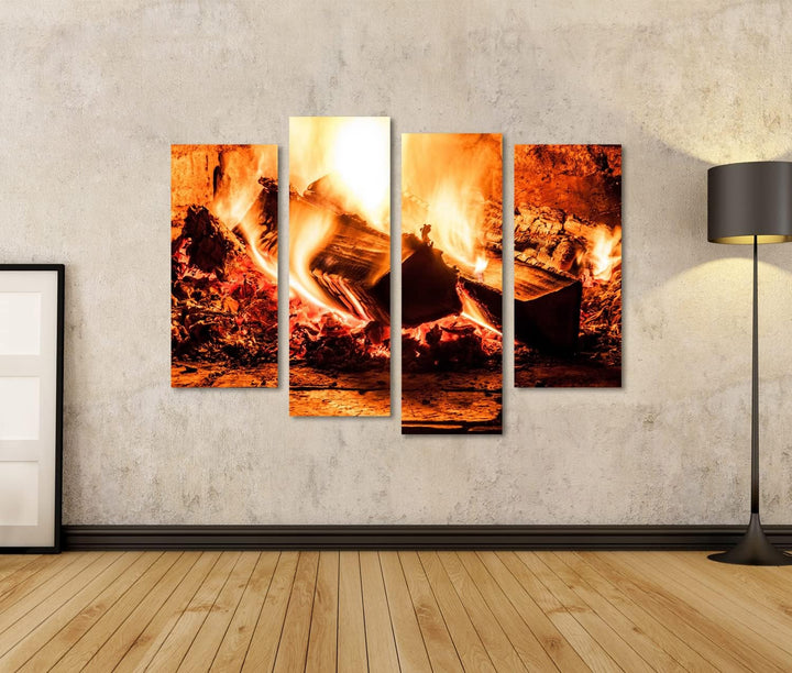islandburner Bild auf Leinwand Kamin Mit Einem Lodernden Feuer Foto Bilder Wandbilder Poster Leinwan