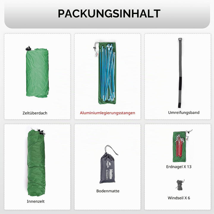 Naturehike Cloud-Up 3 Ultraleichtes Zelt 3-Personen Rucksack Zelt zum Wandern Camping im Freien 210T