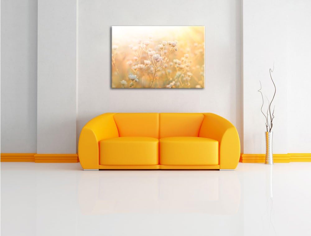 Romantische Blumenwiese, Format: 100x70 auf Leinwand, XXL riesige Bilder fertig gerahmt mit Keilrahm