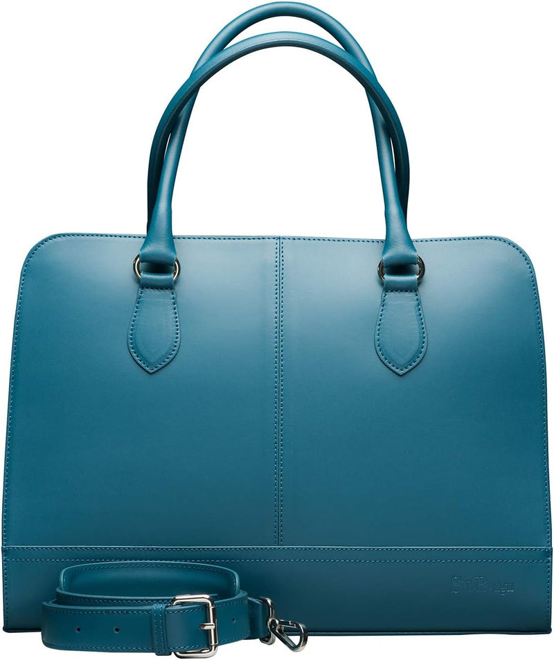 Su.B Laptoptasche 13 Zoll und 14 Zoll für Damen, Umhängetasche aus Spaltleder mit Schulterriemen und
