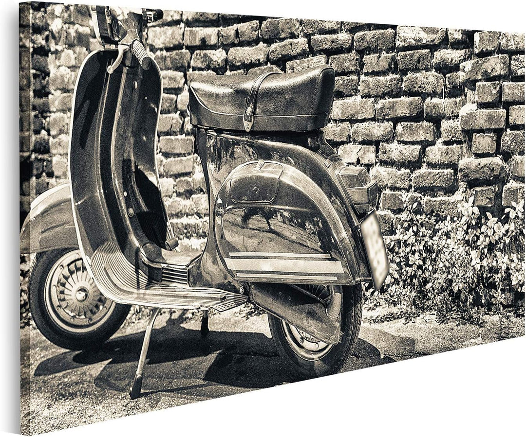 islandburner Bild auf Leinwand Milano Italien September Alte Vespa Geparkt Entlang Navigli Nacht Ita