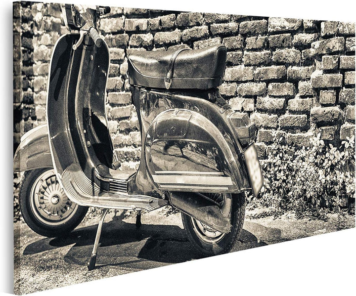 islandburner Bild auf Leinwand Milano Italien September Alte Vespa Geparkt Entlang Navigli Nacht Ita