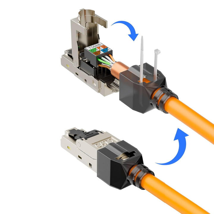 iwillink RJ45 Stecker Werkzeuglos, CAT7 Netzwerkstecker, LAN Stecker Ethernet Verlegekabel 10Gbit/s,