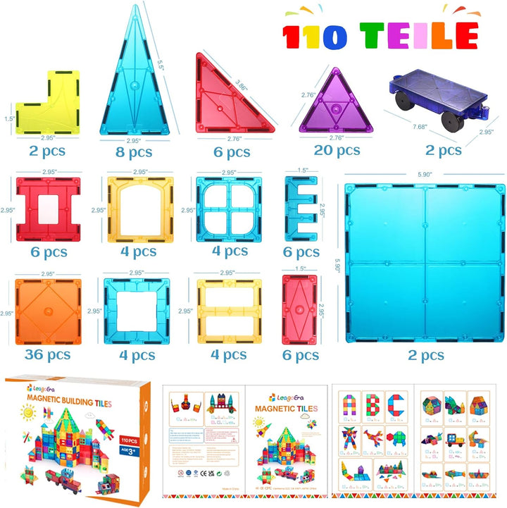 Magnetische Bausteine 110 Teile, Magnetspielzeug Magneten Kinder Magnetbausteine Magnet Spielzeug Ma