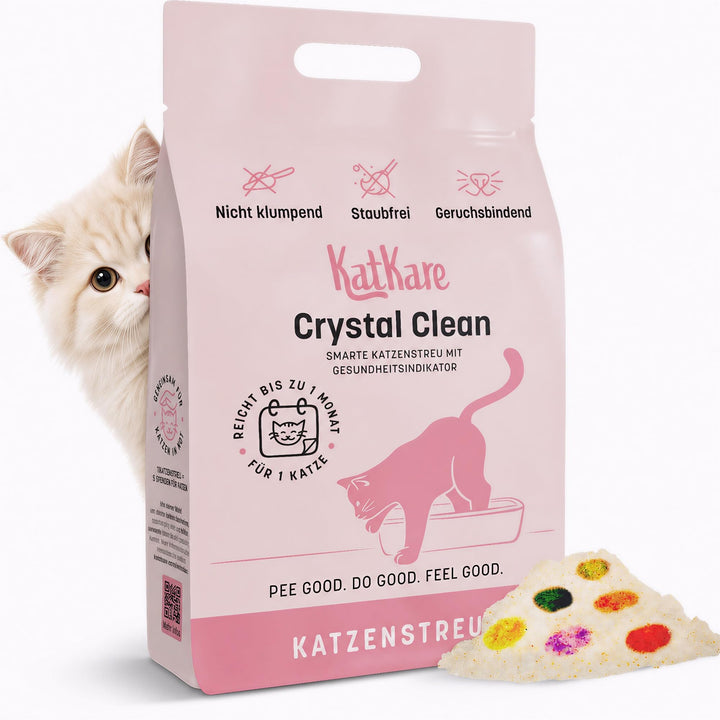 Crystal Clean – Smarte Katzenstreu mit Gesundheitsindikator – 1 Beutel/Monat pro Katze – Silikat -St