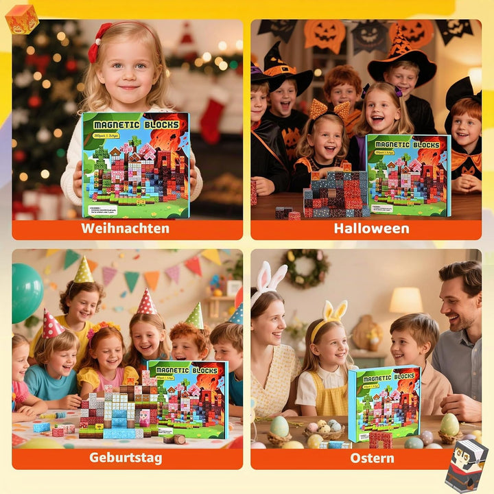 HOPFROG Magnetische Bausteine, 200 Teile Magnetic Blocks, Magnetbausteine Spielzeug für Kinder ab 3