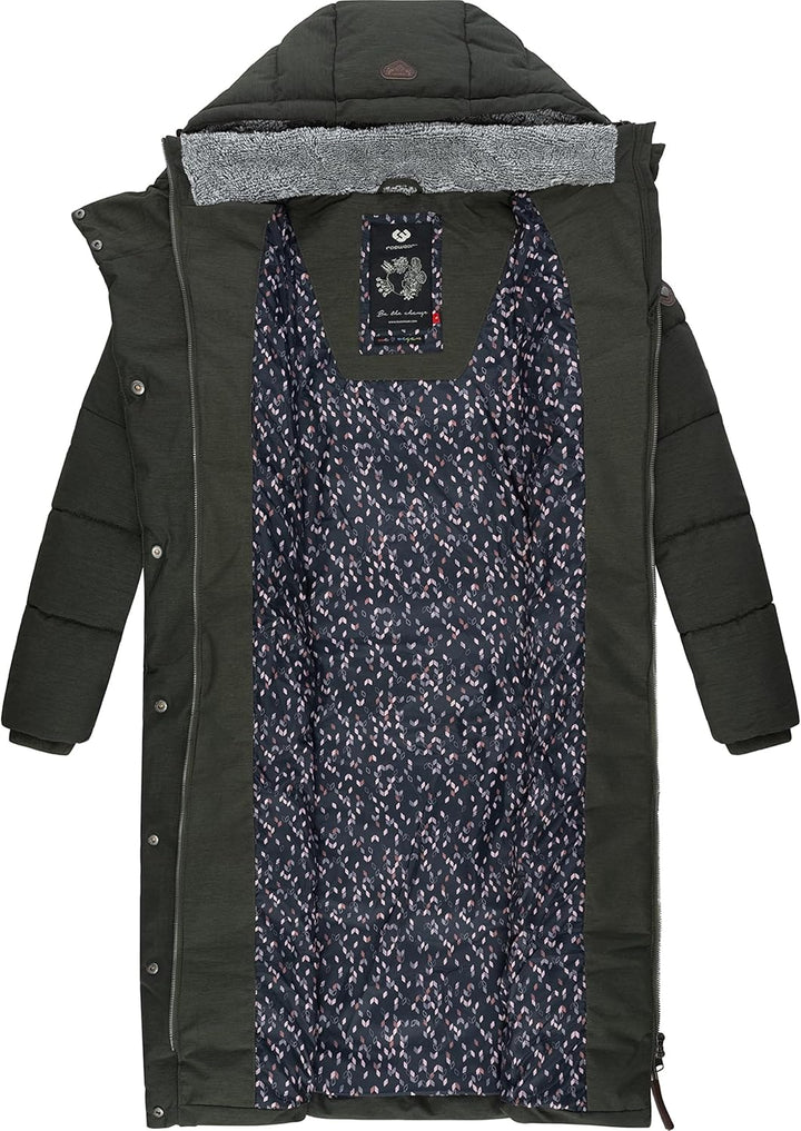 Ragwear Damen atmungsaktiver Wintermantel Warmer wasserdichter Steppmantel lang mit Kapuze Pavla Lon