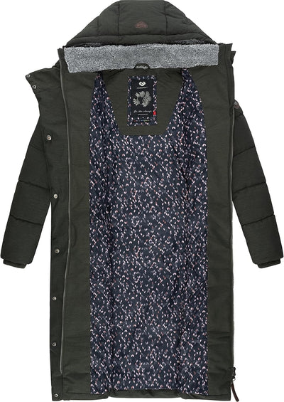 Ragwear Damen atmungsaktiver Wintermantel Warmer wasserdichter Steppmantel lang mit Kapuze Pavla Lon