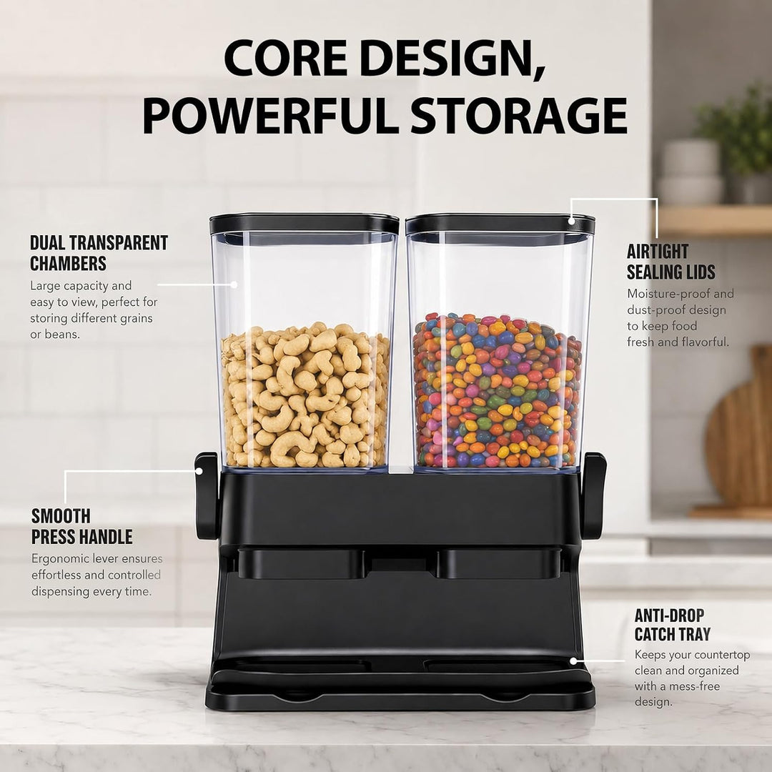 Müslispender 2er Pack, Doppelte 3L Luftdichte Müsli-Speicherkiste, Grosse Kapazität Cereal Dispenser