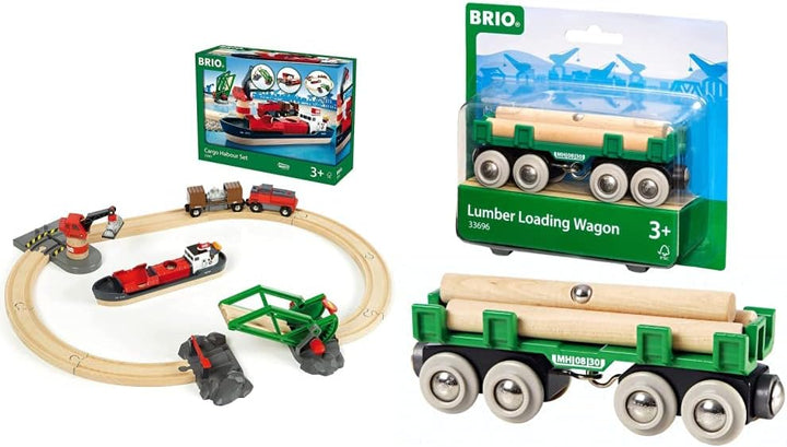 BRIO World 33061 Container Hafen Set - Mit Hafenbrücke und beweglichem Kran zum Beladen des Frachtsc