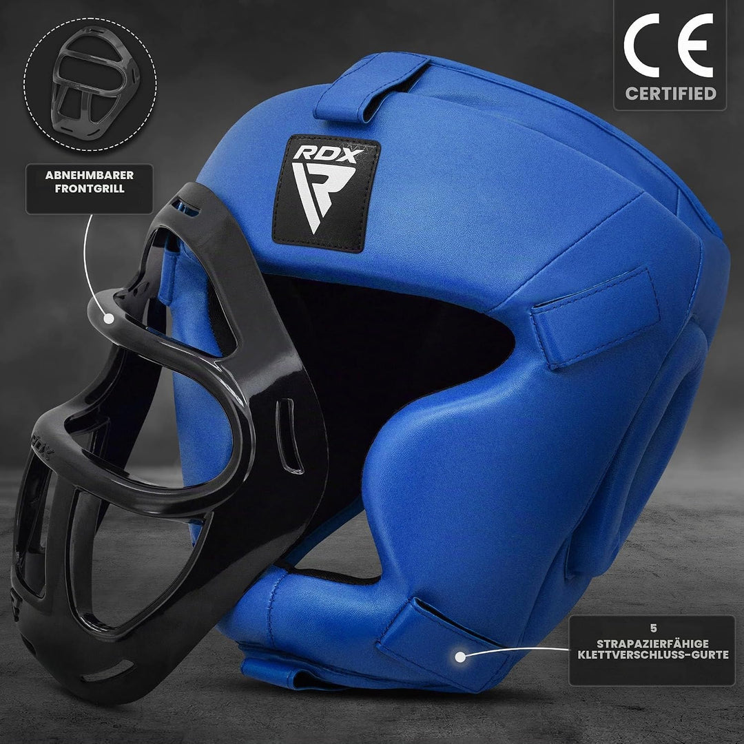 RDX Kopfschutz Boxen Gitter, Maya Hide Leder, MMA Kickboxen Kampfsport Thaiboxen Gesichtsschutz, Box