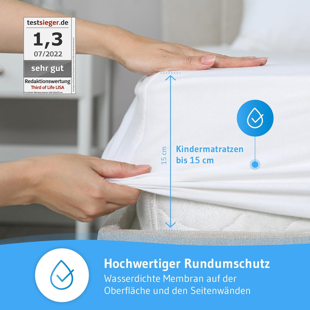 Matratzenschutz für Babybetten 70x140, Wasserdichte Betteinlage für Kinderzimmer, Atmungsaktiver Sch