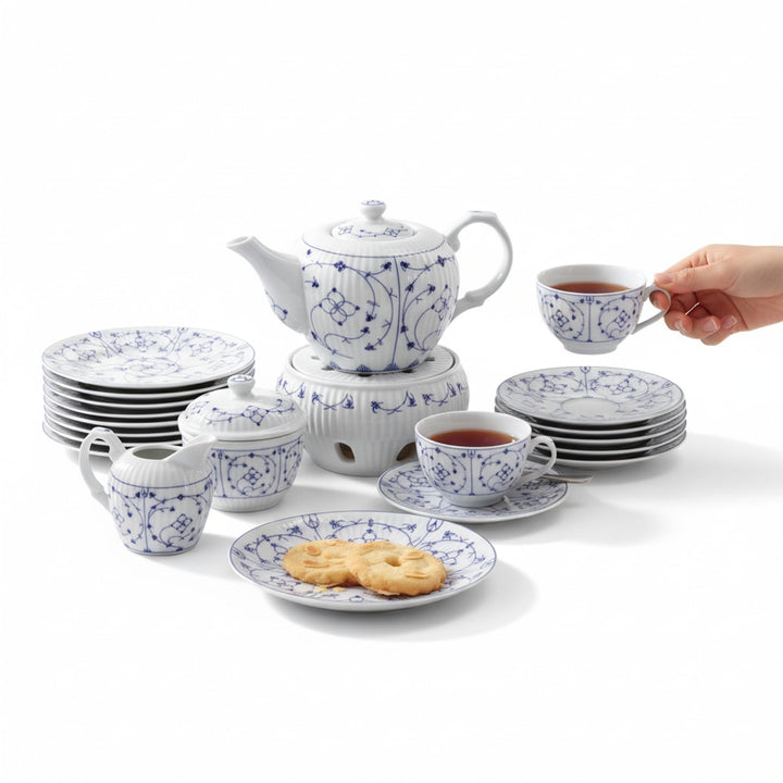 Teeservice indisch blau-22 tlg.