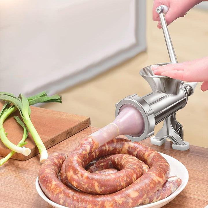 Hand Fleischwolf,Schwere Manuelle Lebensmithle,Handbetriebener Fleischwolf Mit 3 Wurstfülltüllen - F