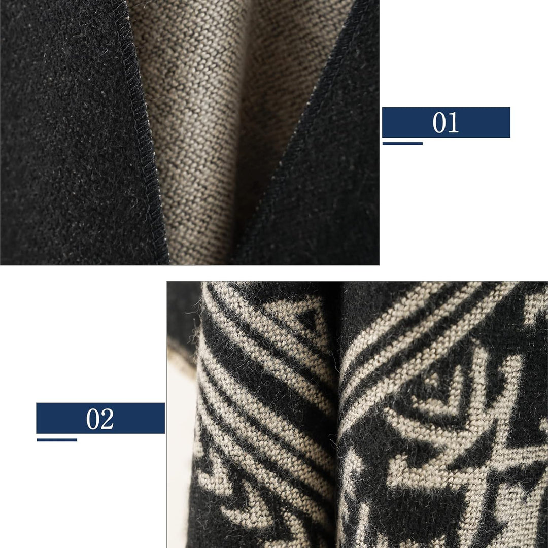 Superora Damen Poncho Cape Umhängetuch Stola Strick-Pullover Karierte Deckenschal Sweatshirt Schal m