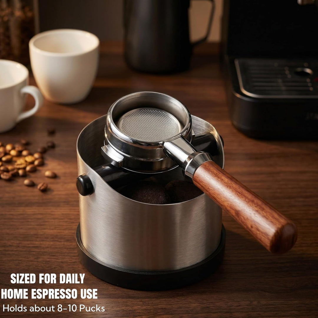 Abklopfbehälter für Siebträger, 700ml Klein Edelstahl Espresso Kaffee Knock Box, Abklopfschale Knock