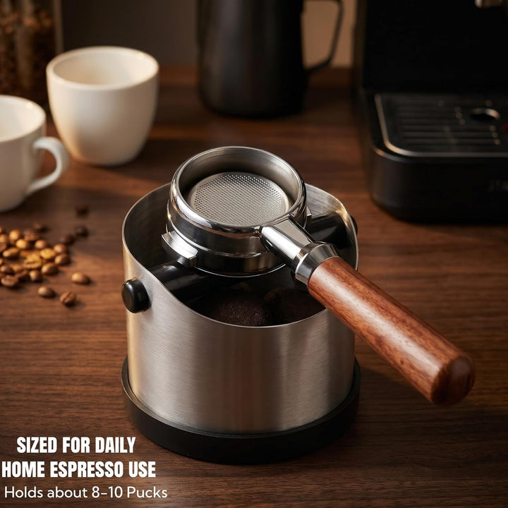 Abklopfbehälter für Siebträger, 700ml Klein Edelstahl Espresso Kaffee Knock Box, Abklopfschale Knock