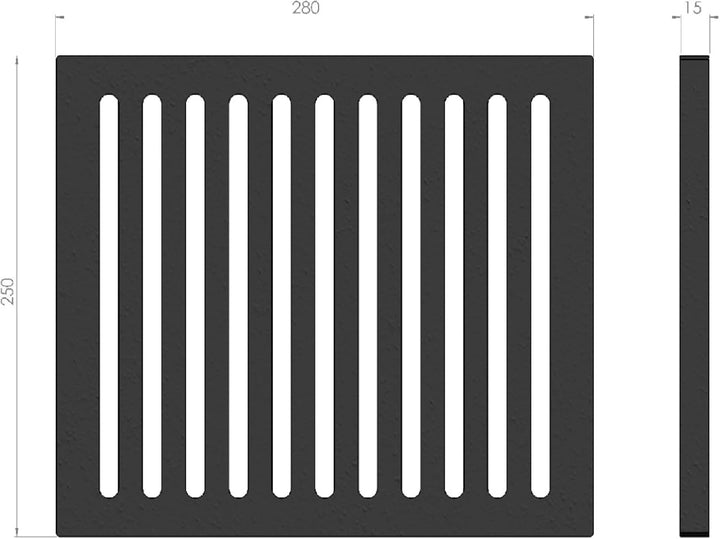 Kaminrost/Ascherost Eckig 280 x 250 x 15 mm passend für Novaline ** Kaminöfen inkl. Modellübersicht
