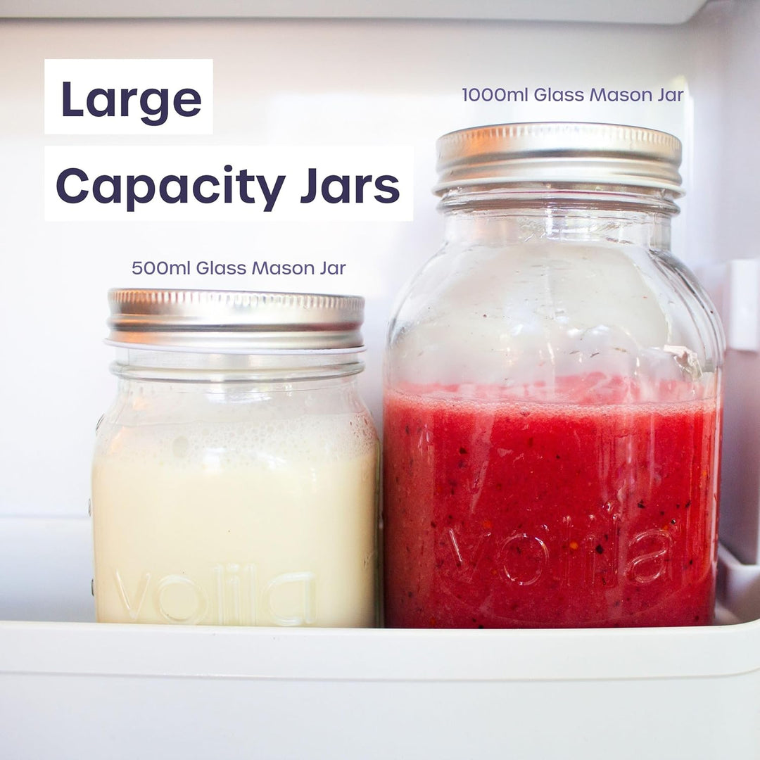 volila Mason Jar mit Deckeln - Mehrzweck-Einmachgläser für Overnight Oats, Einlegen, Einmachen, Kons